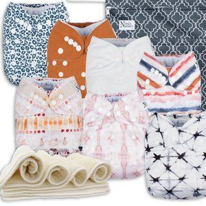 LOT OF 7 *UNWORN* Reusable Cloth Diapers - Nora's Nursery - "Jungle Cat"